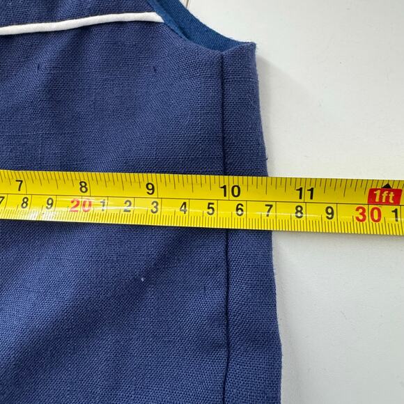 Vintage Navy Toddler Embroidered Trains Baby Overalls Boys Size 12 Mos USA - Picture 6 of 7